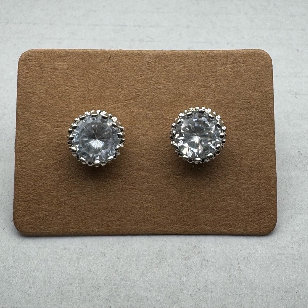 Avon Simulation Diamond Silver Tone Stud Earrings